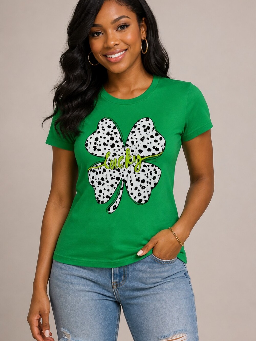 Handcradted Green Four Leaf Clover St. Patrick's Day T-shirt XL - NWT